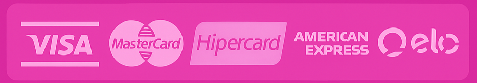 Formas de pagamento: Visa, Mastercard, Elo, American Express, Pix, Boleto